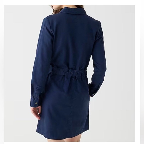 NWT J. Crew Women’s 4 Navy Blue Long Sleeve Button-Front Chino Mini Dress - Picture 5 of 6